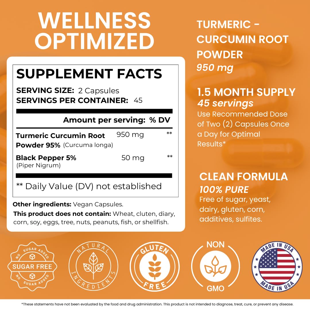 Nutra Guru Turmeric Curcumin with Black Pepper – 90 Capsules for Whole-Body Health Support and Overall Wellness