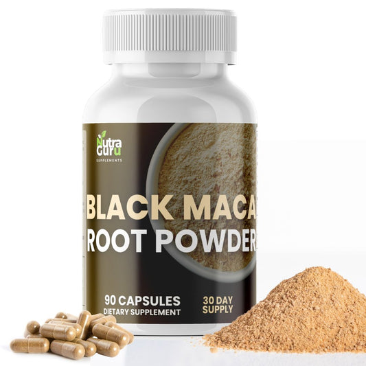 Nutra Guru Black Maca Root Supplement - 90 Vegan Maca Root Capsules for Energy Support, Mood Balance, Mental Focus, Memory Enhancement