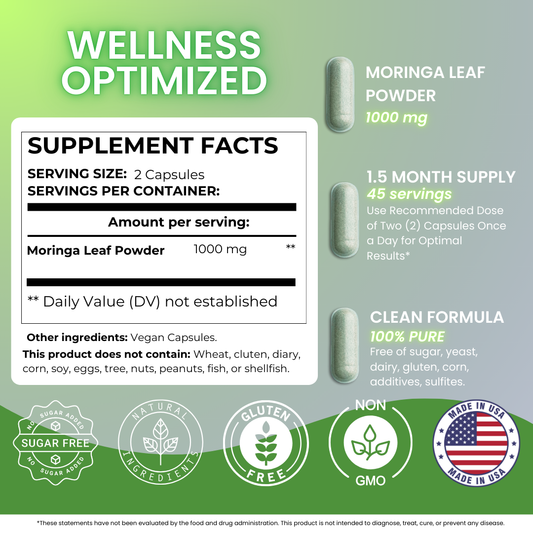 Moringa Capsules – 90 Pure Moringa Powder Capsules